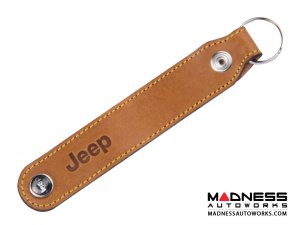 Jeep Keychain - Brown Leather Band w/ Embossed Jeep Logo